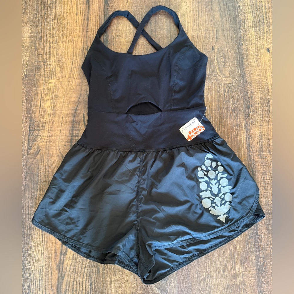 New Free People Movement Righteous Reflective Logo Runsie- Size: Small